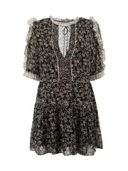 Black Floral Print Mini Dress