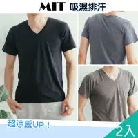 在飛比找momo購物網優惠-【QIDINA】買一送一 男吸濕排汗V領涼感上衣(男上衣 排