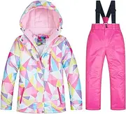 [7HAHA3] Children's Snowsuit Triangle Pattern Snowboard Ski Jacket Pants Set Kids Boys Girls Coat Keep Warm in -40°C/℉