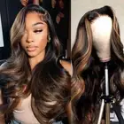Highlight Lace Front Wig Human Hair 1B/30 Body Wave Ombre Lace Front Wig Huma...