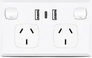 5 Pack High Speed Charging Dual USB & Type-C Double Power Point Wall Outlet 3.6 Amp (5PCS USB White)