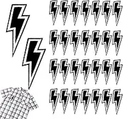 Iron On Lightning Bolt Patch, Lightning Bolt Patch, Lightning Iron-on Patch, Black Cool Patches, Iron On Black Patches, Embroidered Flash DIY Appliques for Clothes Shoes Bags Hat Jeans(30Pcs)