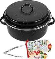 JECOMPRIS 1Set Multi Function Enamel Roasting Pan Kitchen Roaster for Daily Use Convenient Cooking Pot for Vegetables and More Easy to Clean for Home Restaurant
