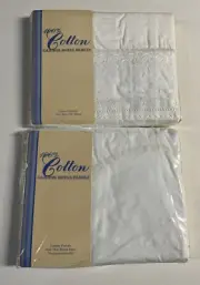 Cannon Royal Family 100% Cotton Luxury Percale Tulip Lace Twin Flat & Fitted