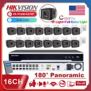 Hikvision 16CH Panoramic 4MP IR ColorVu IP Camera System MIC Audio 4K+IR NVR Lot