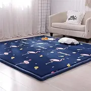 Kids Play Area Rug - Soft & Thick Coral Velvet Nursery Rug, Crawling Mat for Toddler, Jungle Animals Play Mat, 2cm Non-Toxic & Anti-Skid Coral Velvet Area Rugs Play Mat (Navy Blue 2 x 1.2 M)