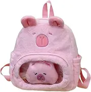 [Homvik] Cute Cpaybara Backpack, Kawaii Backpack, Plush Capybara Backpack, Ita Pin Schoolbag, Cute Bag for Boys Girls Kids