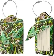 [STVYUKL] Gecko Lizards Luggage Tags 1 for Suitcase Waterproof Leather Suitcase Tags Privacy Cover Name Id Label and Metal Loop Baggage Tags for Women Men Travel