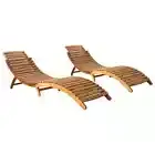 2x Solid Wood Acacia Sun Loungers Outdoor Seat Day Bed Chaise Lounge vidaXL