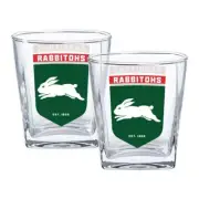 126742 SOUTH SYDNEY RABBITOHS NRL TEAM LOGO SET OF 2 250ML SPIRIT SCOTCH GLASSES