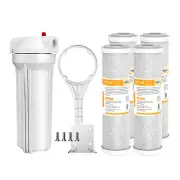 10 Inch Whole House Water Filter Housing Filtration 4pc 10"x2.5" CTO Replacement