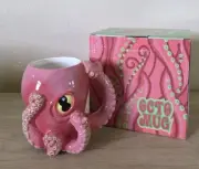 NEW 180 Degrees Plug Octopus Tentacle Shaped Pink Ceramic Mug