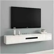 Floating TV Unit Wall-Mounted Floating TV Stand for Under TVs, 70.9" Modern Oak Wood Floating Media Console with Storage for Living Room Bedroom Floating TV Cabinet(White)