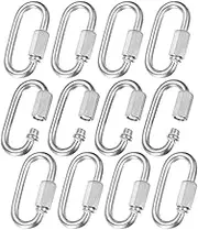 uxcell 12-Pack Quick Chain Link Connector, M8 5/16 304 Stainless Steel D-Shape Locking Repair Chain Links for Swing/Camping/Hiking/Backpack, Twist Key Ring Screw Chain Link [Silver]