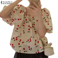 在飛比找蝦皮商城優惠-Zanzea 女式韓版時尚寬鬆短袖方領印花襯衫