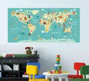 Animal Worldmap Removable Wall Stickers
