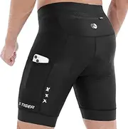 [X-TIGER] Men's Cycling Shorts Padded Cycling Shorts 3 Pockets Cycling Shorts Quick Drying Elastic Breathable, Black, M
