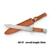 AK47 Military Hunting Knife L Russia CCCP 50cm With Reinforced Leather Sheath