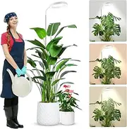 Wolezek LED Plant Lamp, 80 LEDs, 6500 K, Full Spectrum, 160 cm Large, 3 Colours, 5 Brightness Levels, 360° Gooseneck, 6/12/16 Hour Timer, Height Adjustable, White