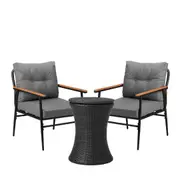 Livsip Outdoor Furniture Lounge Setting Ice Bucket Black Table 2 Seater