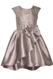 NEW Bonnie Jean Girls Size 7 "TAUPE-GRAY MIKADO" Embroidered Sequins Dress NWT