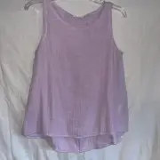 Eileen Fisher PS PP Bateau Neck Shell Cotton Gauze Top Mallow Lilac Tank New