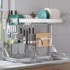 Over The Sink Dish Drainer Drying Rack, 2 Tier Adjustable Width (20.87'' to 3...