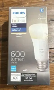 Philips Hue Soft White A19 E26 Bulb 600 Lumens 7W- 555680 - Bluetooth Alexa