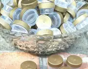 100 Empty Sample JARS Gold LID Caps Tops #3301 Plastic Container DecoJars USA