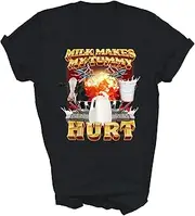[Generic] Milk Makes My Tummy Hurt Funny Lactose Intolerance Unisex Shirt for Men Women Gift