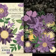 Graphic45 (81pc) SHADES OF PURPLE DIE-CUT FLOWER ASSORTMENT scrapbooking