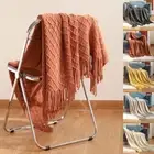 Jacquard Argyle Mustard Throw Blanket Plush Striped Blankets Home Office