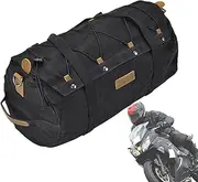 Motorcycle Tail Bag, Hangable Portable Bikes Storage Backpack, Waterproof Retro Motorcycle Bag for Back Seat with Zipper and Buckle, 17.72x9.84x9.84 Inches, Black