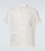 [Bode] Bode Skiers linen bowling shirt UK 16 white