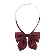 Women's Pre-tied Solid Color Bowknot Bowties School Uniform One Size Dark Red