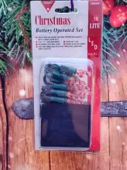 Mini Candy Cane LED Lights Christmas Tree Red White Stripe battery 10 count