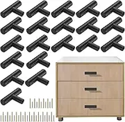 20 Pack Cabinet Knobs, Matte Black Cabinet Door Knobs, Stainless Steel Drawer Pulls, T-Shaped Handles 2 Inch Overall Length Dresser and Kitchen Knobs, Rustproof Bathroom Kitchen Hardware