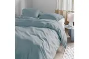 Bedding House Summer Blue Grey Seersucker Cotton Quilt Cover Set by