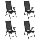 Foldable Outdoor Chair Set 4 Pcs Textilene Seat Aluminium Frame Garden Recliner