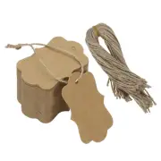 100Pcs Brown Price Tags with Twine String, 2.76 x 1.97 Inch Scalloped Gift Tags