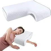 CHONYI Memory Foam Cuddle Pillow, Arched Cuddle Couples Pillow Arm with Arm Hole for Sleeping, Anti-Compression Hand Memory Foam Neck (Left)