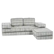 Agura 10-piece Modular Setting Lounge Couch Tufted Surface Cotton Woven Fabric