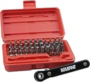 KAIFNT K403 Comprehensive Torx Bit Set with Mini Ratchet Wrench, 1/4-Inch Drive, 34-Piece