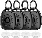 (4 Pack) AirTag Keychain Holder Case | IPX8 Waterproof, Ultra-Compact | Portable Air Tag Holder Cover for Dog Collar, Backpack, Keys, Luggage - Black