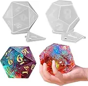 Large Dice Resin Molds, 2 Styles Silicone Dice Mold for Epoxy Resin Casting, Triangle Hexagonal D20 D12 Dice Game Mold with Number, Silicone Resin Candle Mold for DIY Art Craft Home Decor