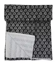 Cotton Quilt Throw Kantha Hand Block Print Handmade Bedspread Blanket King Size
