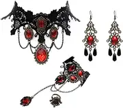 [Your Little Lovely] Vampire Costumes Necklace Choker - Gothic Necklace Choker Bracelet Earring Halloween Party Supplies Decorations, Metal