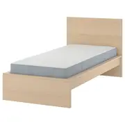 MALM bed frame with mattress, white stained oak veneer/Vesteröy extra firm, Single