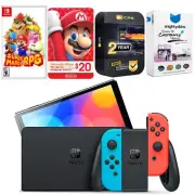 Nintendo Switch Neon Red/Blue OLED + Super Mario RPG Game + $20 eShop Gift Card