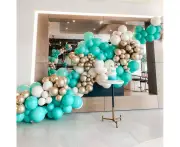 147pcs Tiffany Blue White Metallic Gold Balloon Garland Arch Kit | Baby Shower Wedding Anniversary Birthday Party Decorations